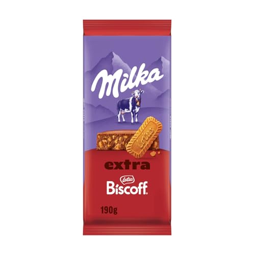 Milka Schokolade Extra Biscoff Alpenmilch-Schokolade mit knusprigen Lotus Biscoff-Keksstückchen 190g