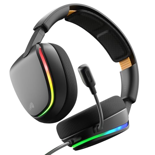GLORIOUS GHS Eternal RGB - Casque gaming stéréo RGB pour PC, PS5, PS4, Switch. Transducteurs inclinés sur mesures, micro détachable USB-C haute-clarté ajustable. Résistant, confort longue durée. Noir