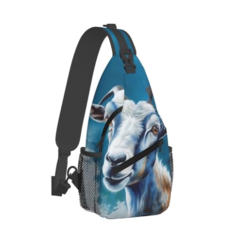 Bolso Sling Unisex con Estampado de Cabra Azul miniatura 7