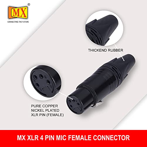Image of MX 3 Pin XLR connector Microphone Connector pin Pure Copper Nickel Plated Pins1 for High Conductivity microphone cable connector PERENT (4 PIN, Pack of 10, Female Connector)