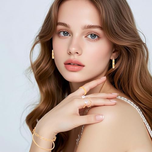 Image of 48pcs Gold Jewelry Set for Women Multi Layered Necklace Knuckle Rings Stackable Bracelets Dainty Earrings Anniversary Birthday Valentine Gift Pack for Women