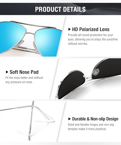 Image of KALIYADI Polarized Aviator-Sunglasses-for-Men Women Mens-Sunglasses: Lightweight Polit Sun Glasses Upgraded UV400 for Driving
