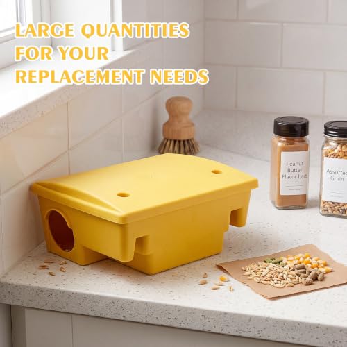 Image of Qualirey 12 Packs Rat Bait Stations Rodent Traps Outdoor Indoor, Yellow