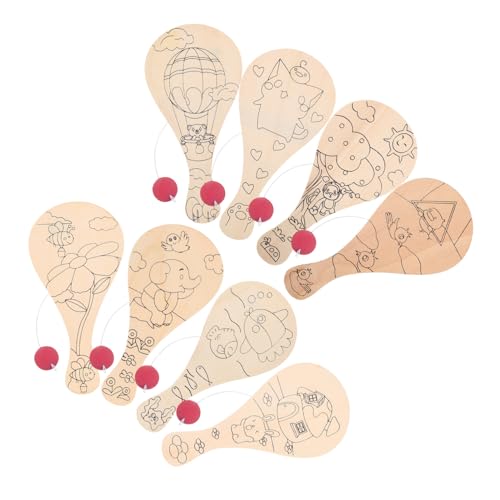 Hemobllo 8piezas Raqueta De Tenis De Mesa De Madera Sin Pintar Juguete Para Pintar y Dibujar De Artesanal Para Manualidades Actividades Al Aire y