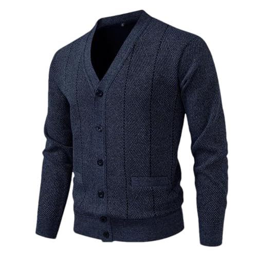 Men's Cardigan Sweaters V-Neck Single Breasted Casual Solid Color Knitted Sweater