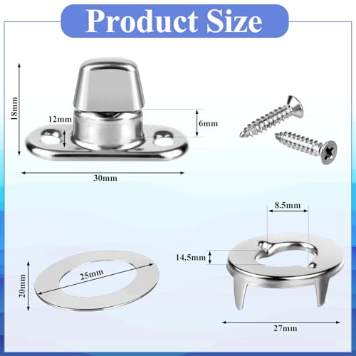 50 Piece Set Grade Twist Lock Fasteners Turn Button Eyelet and Stud, Mounting Screws for Canvas Marine Fastener Turn Buttons