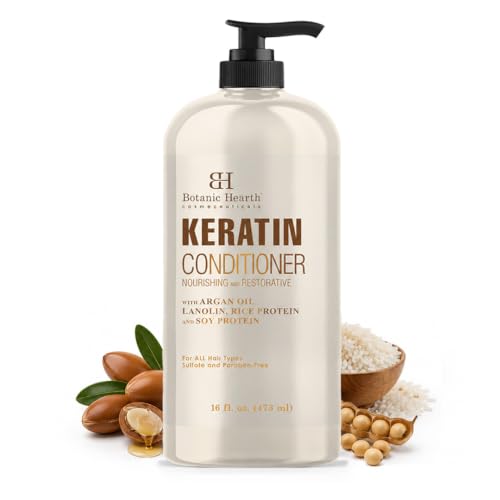 Botanic Hearth Keratin Conditioner with Argan Oil - Sulfate-Free Hair Treatment for All Hair Types, Normal, Dry or Damaged, Color Treated - 16 fl oz