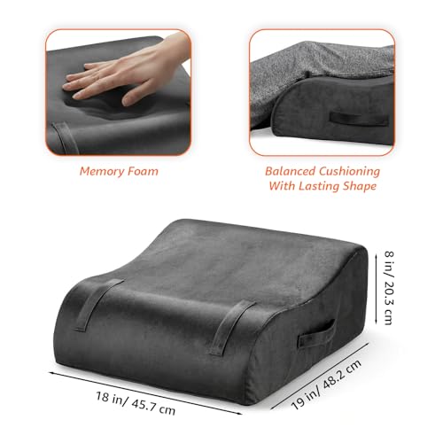 Image of amazon basics Wedge Elevator Pillow | Multi-Purpose Leg, Foot & Back Support | High Resilience Foam | for Sleeping, Relaxing & Lounging | 19 x 18 x 8 in | Grey