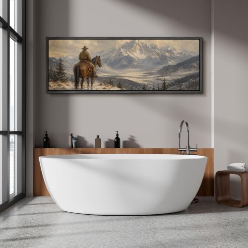 Image of MUDECOR Large Framed Canvas Print Wall Art Cowboy Vista for Living Room