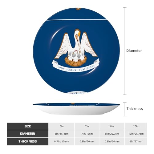 Platos decorativos de la bandera del estado de Luisiana de 10 pulgadas POEZJZW 3