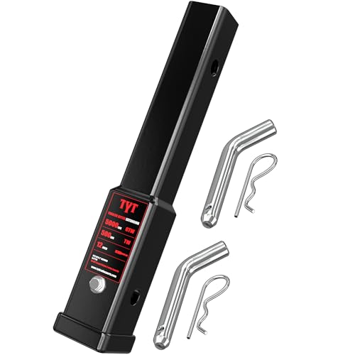 TYT 12 Trailer Hitch Extension for 2 inch Receiver Tube ExtenderIncludes 2 Sets of 5/8 Premium Hitch Pin 5000 lbs GTW / 500 lbs TW