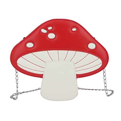 Bolso bandolera con cadena en forma de hongo rojo miniatura 1