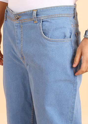 Image of MONTREZ Straight Fit Men Light Blue Mid Rise Jeans