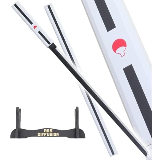 RKS Diffusion Katana Tout en Bois, Lame Sasuke Epée Blanc Kusanagi, Sabre Cosplay + Présentoir Inclus