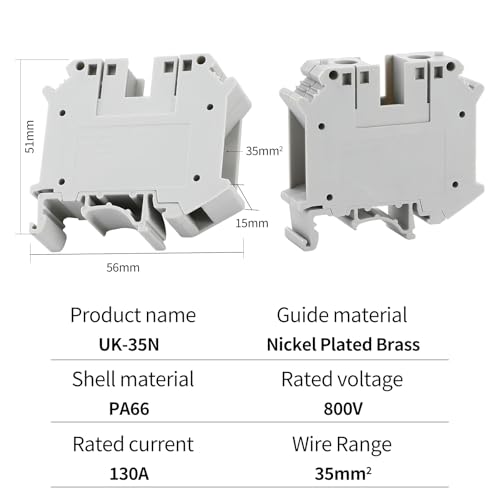 Blocs de jonction gris UK35N pour rail DIN de distribution - 2