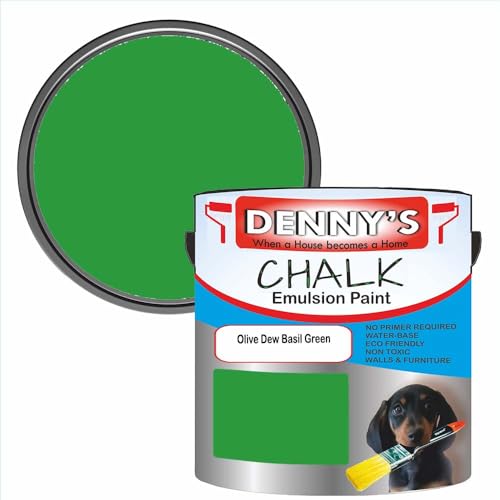 Premium Interior Wall & Furniture Chalk Paint – Olive Dew Basil Green – Rich Matt Finish, Durable & Washable, Low Odour, Ideal for Living Rooms, Bedrooms & Hallways (250ML Tin)