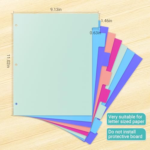 WORPSON 8 Tabs Durable Plastic Write & Erase Large Tabs Dividers for 3 Ring Binders, Rectangle Binder Dividers with Sticker for Study, Teacher, Office, Home Organizers (Multi A, 3 Set (24 Tab)) - Thumbnail 2