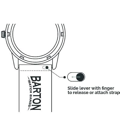 BARTON Leather and Rubber Hybrid Straps with Integrated Quick Release Spring Bars - 316L Stainless Steel - Choose Color - 18mm, 20mm & 22mm Watch Bands