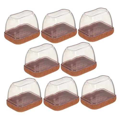 Frcolor 8個 家具脚保護パッド 静音椅子脚カバー 耐摩耗防音フェルト付き 透明長方形 フローリング ル対応 傷防止 滑り止め家具足パッド