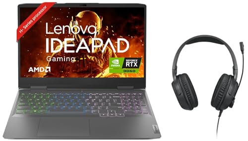 Image of Lenovo IdeaPad Gaming 3 AMD Ryzen 5 6600H 15.6 inch (39.62cm) FHD IPS 120Hz Gaming Laptop (8GB /512GB SSD /Win 11 /NVIDIA RTX 3050 4GB /RGB KB /Onyx Grey /2.32Kg), 82SB00V4IN + H100 IdeaPad Gaming Headset