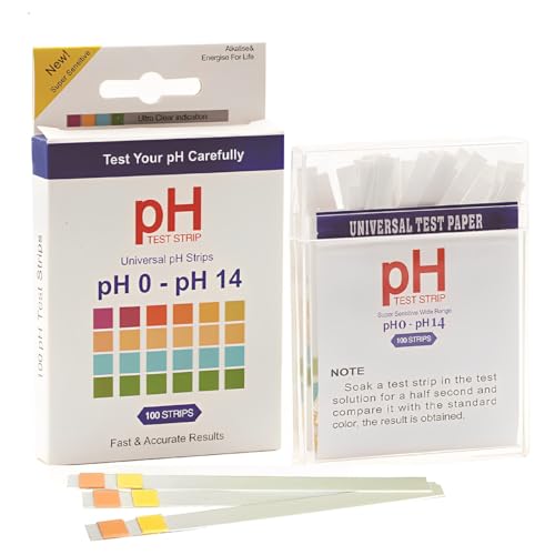 LAKJUOZ Kit De Tiras De Prueba De Tiras Reactivas Ph 100Pcs, Aplicación Universal (Ph 0-14), Prueba De Ph Para Saliva, Jabón, Orina, Líquidos, Agua, Laboratorio