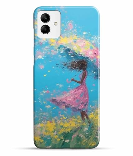 Image of Printed Hard Back Case Cover & Compatible for Samsung Galaxy M04 4G | Samsung M04 | Painting Girl with Umbrella (Multicolor) - D1194