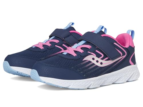 Saucony Kids (Vida) Wind 3 0 AC Sneaker, Navy/Pink, 1 Wide US Unisex Big_Kid