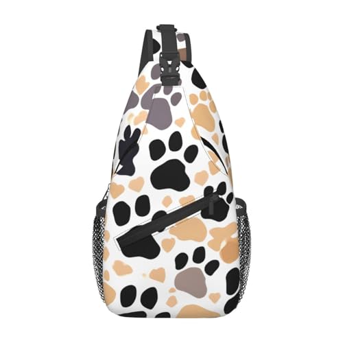Mochila tipo bandolera con estampado de patas de perro para viaje miniatura 1