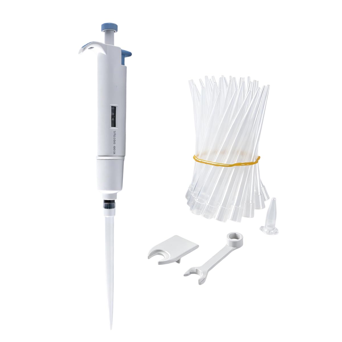 Teron Pipetta da laboratorio a canale singolo da 1-5 ml, micropipette ad alta precisione, con porzione inferiore autoclavabile, con 30 punte