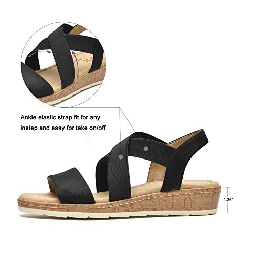 VJH confort Women's Flat Sandals, Comfort Slip-on Elastic Ankle Strap Slingback Light Weight Casual Walking Sandals2