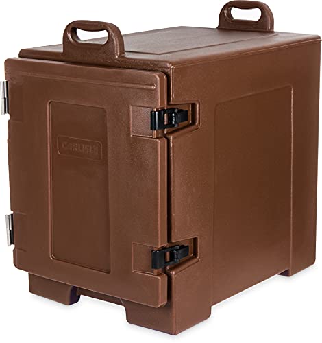 Carlisle FoodService Products Cateraide Insulated Front Loading Food Pan Carrier with Handles for Catering, Events, and Restaurants, Plastic, 5 Pans, Brown