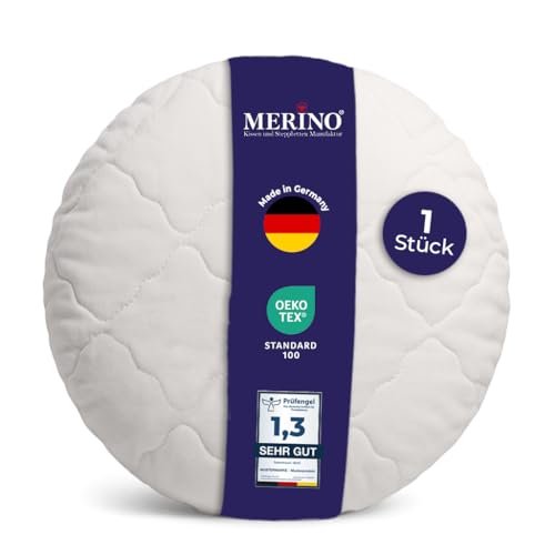 Merino BETTEN Premium Kissen rund 80cm – Weiches rundes Kopfkissen für erholsamen Schlaf – Bequemes Pillow als Bett & Couch-Kissen verwendbar – Rundkissen mit Kissenfüllung – Made in Germany