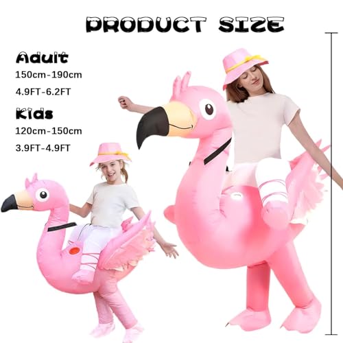 Disfraz inflable de flamenco para niños con sombrero rosa miniatura 3