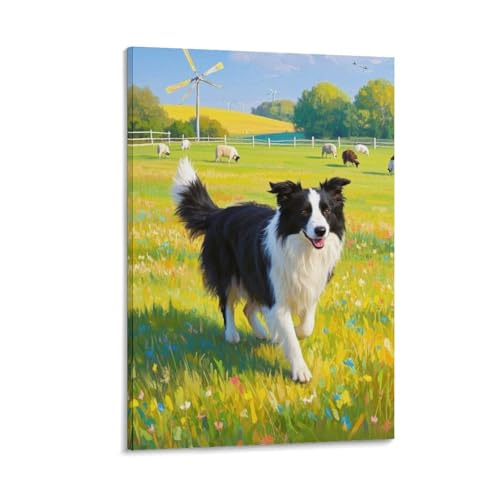 Border Collie impression sur toile premium de haute qualité 40x60cm