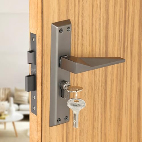 Image of LAPO Mortise Door Lock for Home Main Door & Bedroom with Handle | Heavy-Duty 60mm Cylinder | 45x45mm Body | 3 Brass Keys | Left-Right Fit 30-50mm Door Home Office Hotel | Black Finish | CY-136