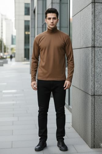 Image of CHKOKKO Men's Winter Wear Cotton High Neck Full Sleeves Regular Fit T-Shirt