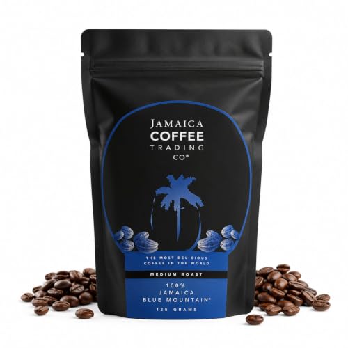 100% Jamaica Blue Mountain Coffee Beans No. 1 125 Grams - Medium Roast Whole Bean Coffee - Pure Arabica Coffee Beans Small Batch Roasted JACRA Certified Low Acidity Ethically Sourced