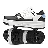 ObaBO Schuhe mit Rollen, Rollschuhe Skateboard Schuhe Kinderschuhe Mit Rollen Skate Shoes Rollen Schuhe Sportschuhe Laufschuhe Sneakers Mit Rollen für mädchen Und Damen,Black-41EU