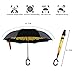 BAGAIL Double Layer Inverted Umbrella Reverse Folding Umbrellas Windproof UV Protection Big Straight Umbrella for Car Rain Outdoor with C-Shaped Handle (Sunflower)