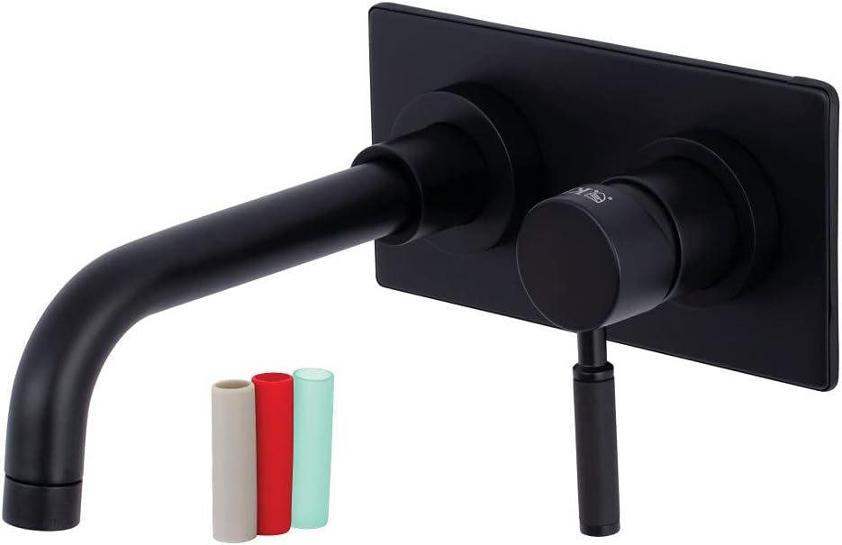 Kingston Brass KS8110DKL Kaiser Single-Handle Wall Mount Bathroom Faucet, Matte Black