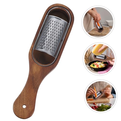Rallador giratorio de acero inoxidable con mango de madera miniatura 4