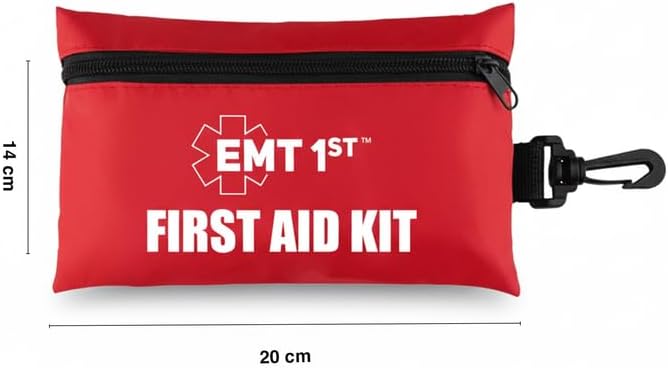 Miniatura 5 de Mini botiquín de primeros auxilios  Kit de emergencia de viaje y coche con vendas, torniquete, lavado de ojos y máscara de RCP  Funda de nailon