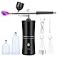 Airbrush Set Mit Kompressor, Airbrush Kit Mit Kompressor, Tragbare Usb Aufladbare Doppelaktion Für Nägel Airbrush Set Farbset Modellfärbung, Nagelkunst, Tattoos (Schwarz)