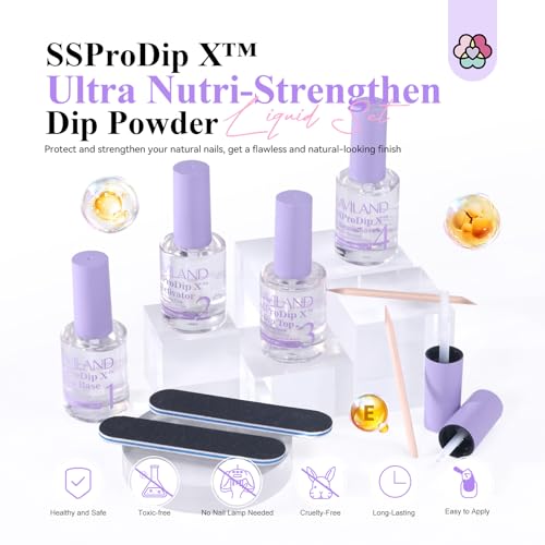 SAVILAND Dipping Powder Liquid Set: 15ml Dipping Powder Nails Set mit Base Top Coat Brush Saver Nagelwerkzeug, Dipping Powder Nagelset Starter Set für French Nägel Nail Art
