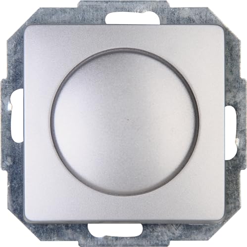 Kopp Paris Universal-Dimmer mit Druck-Wechsel-Schalter für LED, Phasenan- und Phasenabschnitt, LED 3-100 Watt, Glühlampen 10-250 Watt, silber, 846020088