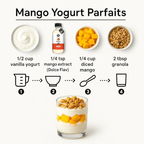 Image of Dolce Flav Natural Mango Extract - 8 Ounce Water-Soluble Kosher, Sugar-Free, Concentrated Tropical Mango Flavoring for Baking, Smoothies & Candy