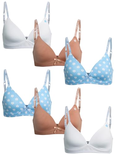 Limited Too Girls' Training Bra - 6 Pack Microfiber Molded Bra, Satin Bow (A Cup/B Cup)
