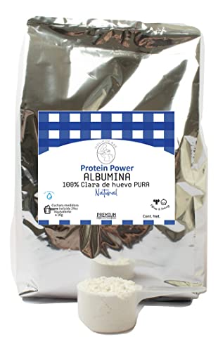 1Kg Albumina de huevo PURA 100% Natural Clara deshidratada en polvo | Proteína Deportivo/Fitness | Cuchara Medidora