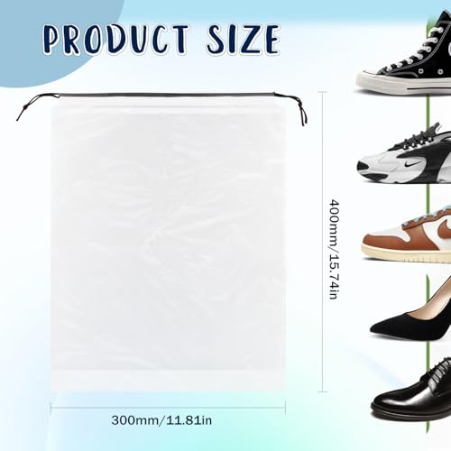 60 Pieces Plastic Drawstring Shoe Bags for Travel,30 * 40cm Translucent Bags with Rope for Storage,Large Household Portable Dustproof Waterproof Storage Organizers Pouch,Travel Accessories2