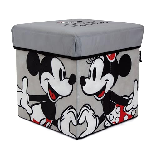 ARDITEX - Cube Pliable pour Enfants Mickey et Minnie avec Couvercle rembourré et Fonction Assise - Licence Officielle Disney - 30x30x30 cm - Coffre de...